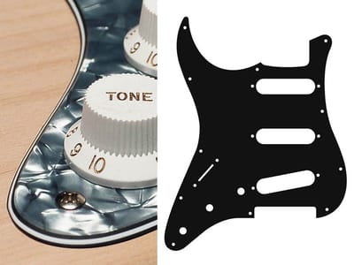 Boston SL-413-PB pickguard, Stallion, standard, SSS, 3 pot holes, 3-5 switch, lefthanded, 4 ply, pearl black