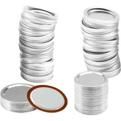 48PCS Inmaakdeksels en Banden voor Normale Mond 70mm Potringen Split Type Lekvrije Metalen Mason Jar 48pcs white