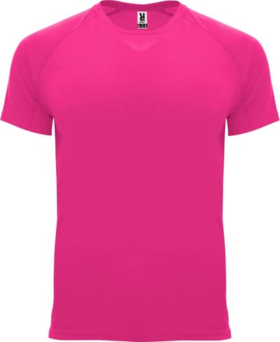 Fluorescent Donkerroze heren 2 pack sportshirt korte mouwen Bahrain merk Roly maat S