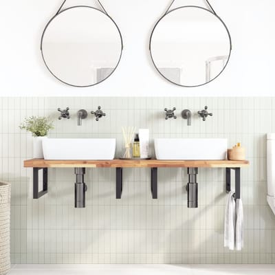vidaXL - Badkamer - wandschap - staal - en - massief - acaciahout