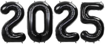 Folie Ballon Cijfer 2025 Oud En Nieuw Versiering Nieuw Jaar Feest Artikelen Happy New Year Decoratie Zwart - XL Formaat