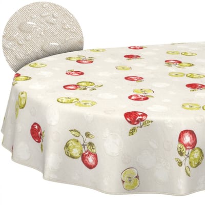 ANRO Tafelkleed Appels Meerkleurig Ovaal 160x140cm Met sierband Afwasbaar Waterafstotend