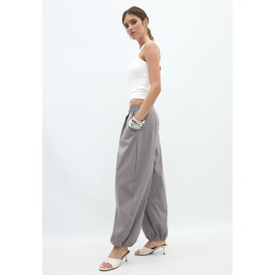 Stradivarius Balloon broek met ruitjesmotief  Bruin XS