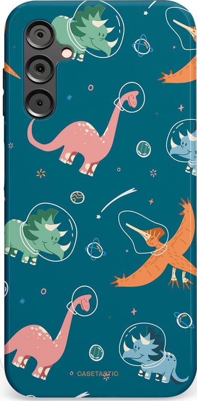 Casetastic hoesje geschikt voor Samsung Galaxy A14 (2023) 5G / Samsung Galaxy A14 (2023) 4G - Dubbellaagse bescherming - Ruimte raptors - Fashion Case - Petrol Perzik