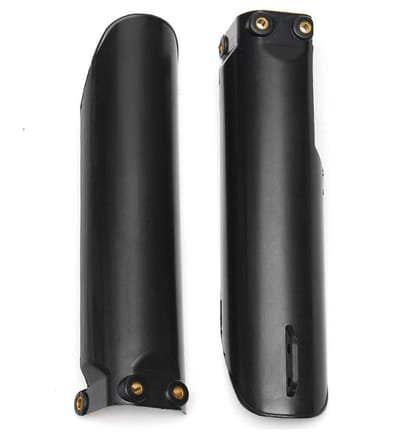 Dailygoods- Voorvorkbeschermers Marzocchi stijl - Zwart - 2 Stuks - Geschikt voor 4-takt motoren - Inclusief bevestigingsmateriaal - Schokbestendig kunststof - Forkcovers