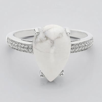 Cavill - Elegante Zilveren Ring - 925 Sterling Zilver met Platina Laag - 4,8 ct Howliet Peervormig - 18 Cambodjaanse Zirkonia