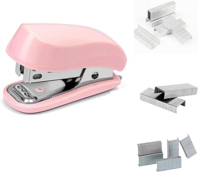 Mini Nietmachine - Kleine Binder - Bureau Werk - Inclusief Nietjes - Compact Formaat - Roze