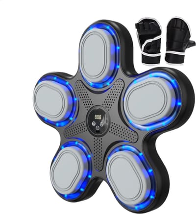 Boksen Muziek Machine - Ponsen Trainer - Thuis Workout - Dynamische LED Verlichting - 37x35x5 cm - Zwart
