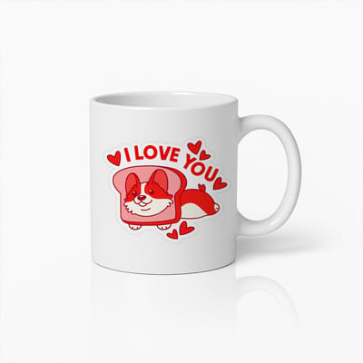I Love You Corgi Mok 330ml – Schattige Honden Koffiebeker, Lief Valentijnscadeau voor Stellen, Huisdiereigenaren en Hondenliefhebbers