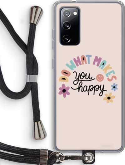 Case Company® - Hoesje met koord geschikt voor Samsung Galaxy S20 FE / S20 FE 5G hoesje met Koord - Happy days - Telefoonhoesje met Zwart Koord - Bescherming aan alle Kanten en Over de Schermrand