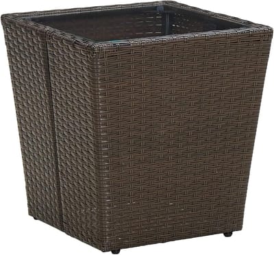 Buiten Salontafel - Terrastafel Bijzettafel - Ontspannen Buiten - Gehard Glas Oppervlak - 41x41x44 cm - Bruin Transparant