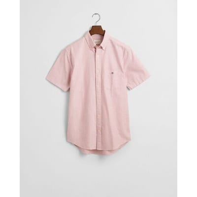 Gant Overhemd Classic Oxford Stripe Button-Down Short Sleeve Ruby Red / male