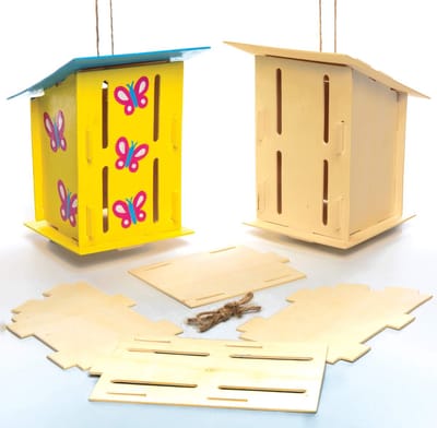 Ross AC811 Houten vlinderhuizen - Pack van 2, Habitats voor kinderen om te maken, te versieren en te personaliseren, creatieve knutselset voor kinderen en STEM-activiteiten 17 cm