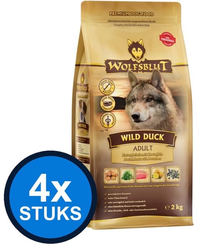 4x Wolfsblut - Adult Wild Duck - Hondenvoer Droogvoer - 2 kg
