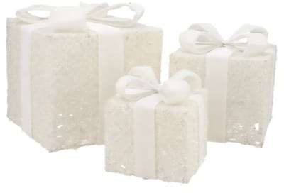 Sparkle giftbox cozy gold led set van 3 10x11/13x13/15x17cm met led lampjes