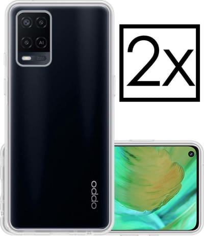 Hoesje - 2 Stuks - Geschikt voor OPPO A54 - Sterk & Shockproof - Case Siliconen - Back Cover - Telefoon Hoes - Transparant
