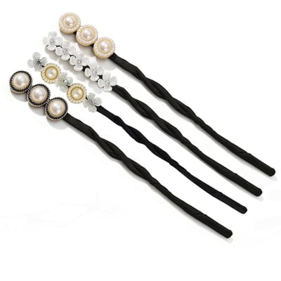 Dailygoods- Haar Bun Maker - 4 Stuks - Parel Bloem - Donut Buns Shaper - DIY Kapsel Tool - Haar Styling Accessoires - Haaraccessoires
