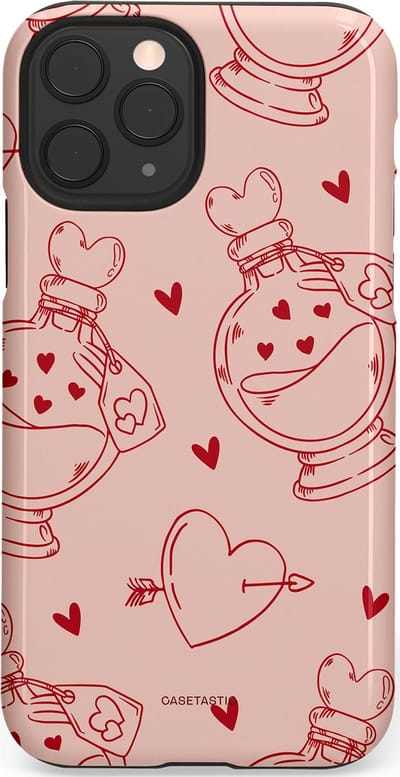 Casetastic Hoesje Geschikt voor Apple iPhone 11 Pro - Stijlvolle Beschermende Duo-layer Case - Zoete Liefdesflirt - Roze Rood - Pafrum - Love You - Valentijn