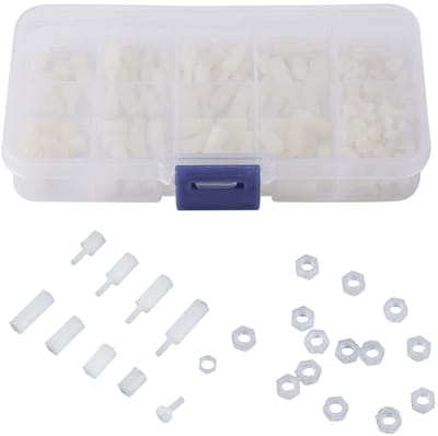 Allecto - 2,5 Mm Afstandhouder - Nylon Moeren en Bouten - Duurzaam en Waterdicht - Wit - Assortiment Set 200st - Geschikt voor Diverse Toepassingen..
