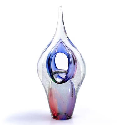 Loranto - Luxe Urn Spear Blauw - Glas Urn - Handgemaakt in Europa