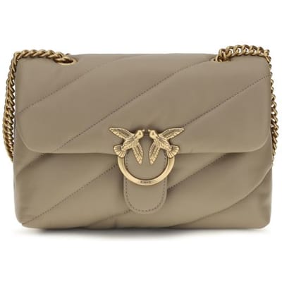 PINKO Love Puff Crossbody tas Leder 27 cm - Dames - grigio talpa