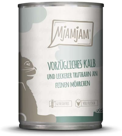 MjAMjAM Cat - Leckere Mahlzeiten Dose 6x400g | Kalb & Truthahn