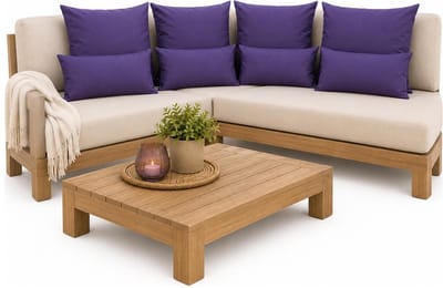 Anna Collection Bank/tuin kussens set - binnen/buiten - 8x stuks -paars - In 2 formaten laag/hoog