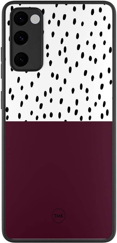 Hoesje geschikt voor Samsung Galaxy S20 FE - Burgundy dots - Paars - TPU case - Geometrisch patroon, Gestipt - Hardcase zwart telefoonhoesje