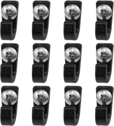 Kajak J Haken - Sjorhaken Nylon - Watersport Bevestiging - Hoge Slijtvastheid - 12 stuks - Zwart