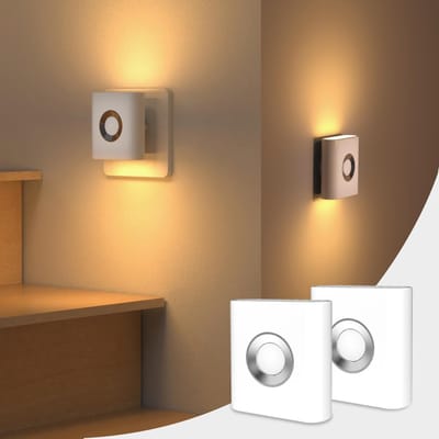 KZQ Nachtlampje met bewegingssensor - Stekkerbaar LED-nachtlampje met lichtsensor en dimfunctie, warm wit licht - Geschikt voor slaapkamers, gangen, badkamers en trappenhuizen - Set van 2