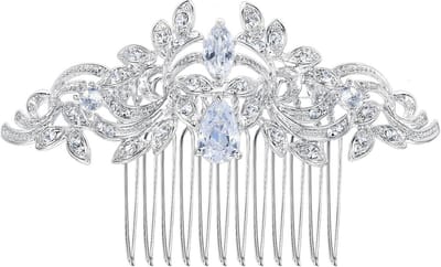 Bruidshaaraccessoire met Kristallijnen Bladmotief en Golfaccent voor Bruiloft