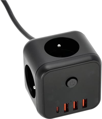 Laitica Kobi Linea Pro Cube C - Verlengsnoer - 3 Stopcontacten - 3x USB-A + 1x USB-C - 1,5m
