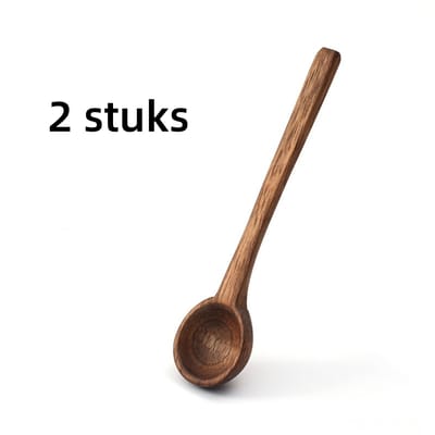 2stuks - Roerlepel met lange steel - Geschikt voor honing, koffie en melkthee - 14 x 2,8 cm - Houtkleur