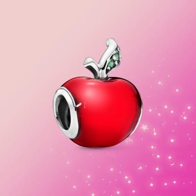 Bijoux de Charme en Argent 925 Charme Pendant Blanche-Neige 7 Nains Pendentif Pomme Rouge Compatible Bracelet de Mode Original Femmes Perle Cadeau red