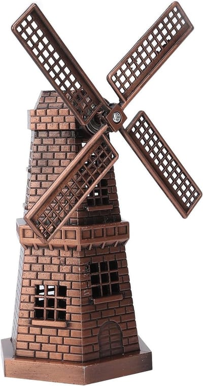 Retro Bronzen Mini Windmolen Decoratie - Mediterrane Handgemaakte Ornamenten voor Huis en Tuin