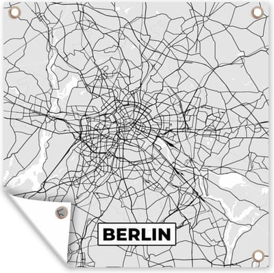 Tuin poster Berlin - Kaart - Duitsland - Plattegrond - Stadskaart - 200x200 cm - Tuindoek