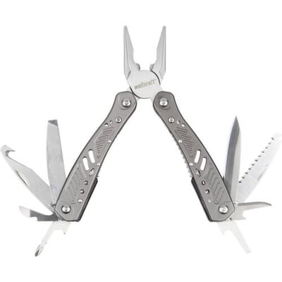 wolfcraft - Multitool Zakmes met Holster – 13 in 1 Multifunctioneel – Survival - Zilver - 4080000