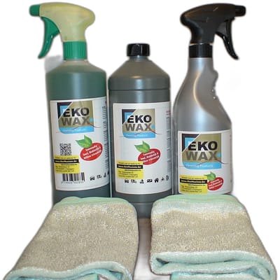 Ekowax - wassen zonder water 750 ml plus 1 Liter bijvuller wassen zonder water- ekowax cleaner 1 L - 2 microvezel doeken