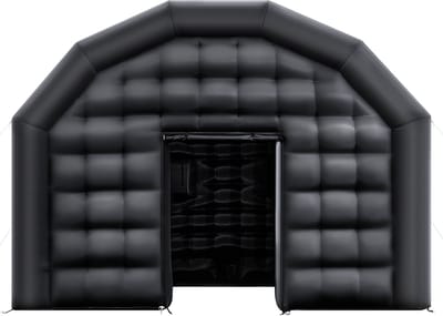 Opblaasbare partytent, 5 x 4 x 3,8 meter opblaasbare evenementenruimte met 680 W-blower en zandzakken, geventileerd kubusontwerp met 2 ramen, ideaal voor verjaardagen, bruiloften en feesten