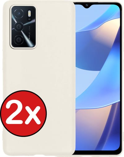 Hoesje - 2 Stuks - Geschikt voor OPPO A16s - Sterk & Shockproof - Telefoonhoes - Back Cover - Case Siliconen - Telefoon Hoes - Wit