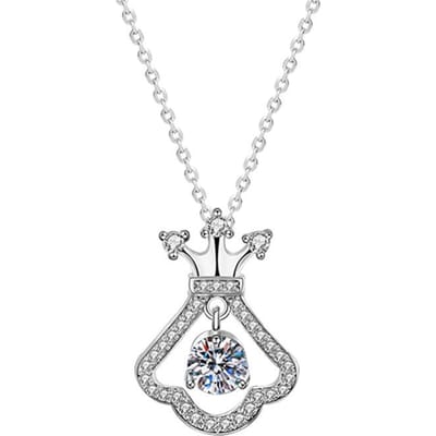 Kleine rokketting 925 sterling zilver witgoud kroon sleutelbeen choker Mosan diamanten hanger imitatie diamanten set ketting white
