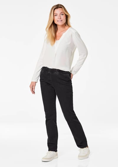Klassieke jeans CARLA met elastische tailleband - zwart - Gr. 38 van Goldner Fashion