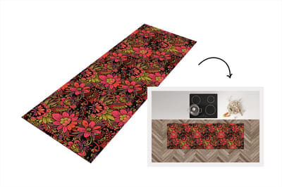 Keukenloper - Loper keuken - Bloemen - Bladeren - Design - 150x50 cm - Keukenloper vinyl
