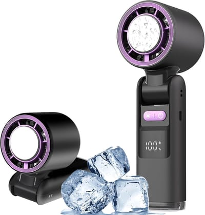 Draagbare handventilator, mini-turboventilator met instelbare snelheid (1–100), 4000 mAh-accu en metalen behuizing, digitaal display – voor thuis, op kantoor, op reis en buitenshuis
