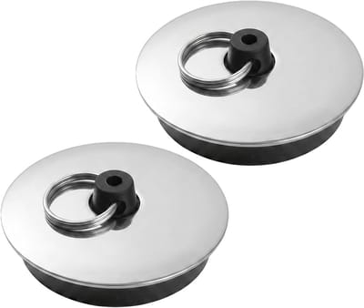 Set van 2 roestvrijstalen badstoppen voor afvoer van badkuipen en wastafels, 39-40 mm, duurzaam en eenvoudig te installeren