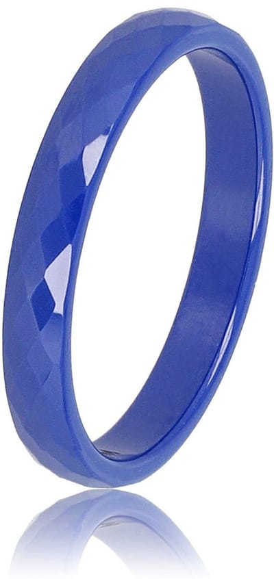 My Bendel - Keramieken Ring Facet Geslepen Kobalt Blauw 3mm - Keramieken Ring • Facet Geslepen • 3 Mm • Kobalt Blauw - met Luxe Cadeauverpakking | Sieraden Voor Dames | Maat 17.00 Mm / Maat 53