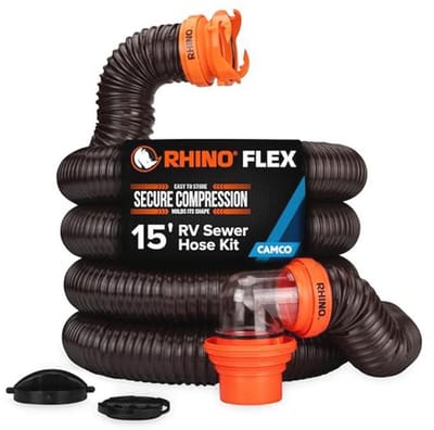 15 Voet RV Riool Slangset met Draaibare Elleboog en 4-in-1 Adapter