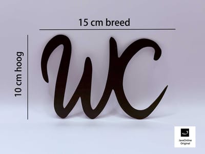WC Pictogram - minimalistisch lettertype - zwart acryl - Inclusief klevers - Toilet deurbord - WC plaat