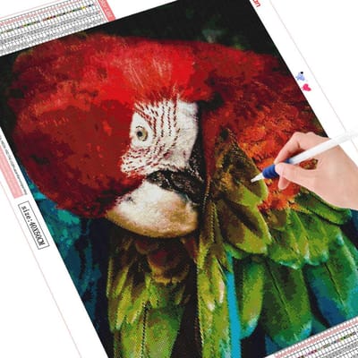 Mosaïque Diamant Point de Croix Oiseau Peinture Diamant Forage Complet Carré 5d Broderie de Perles 20X30CM red