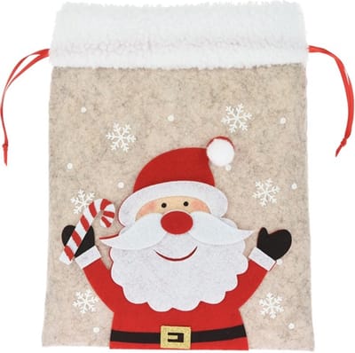 Home & Styling Kerst Zakje in vilt - Set van 3 stuks - 27x21x3cm - Kerstman